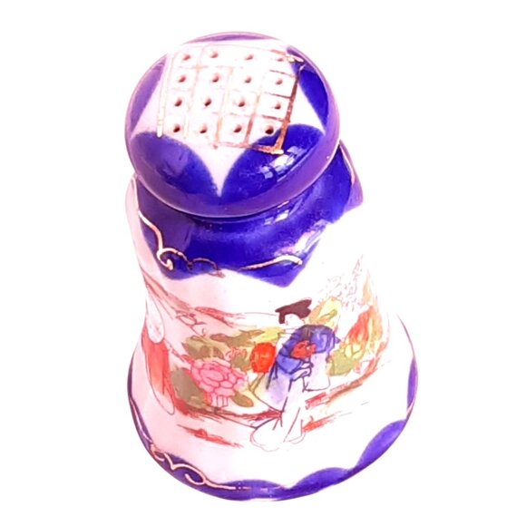 Vintage Hand-Painted Japanese Porcelain Hat Pin Holder With Geisha & Floral Desi - Picture 3 of 7